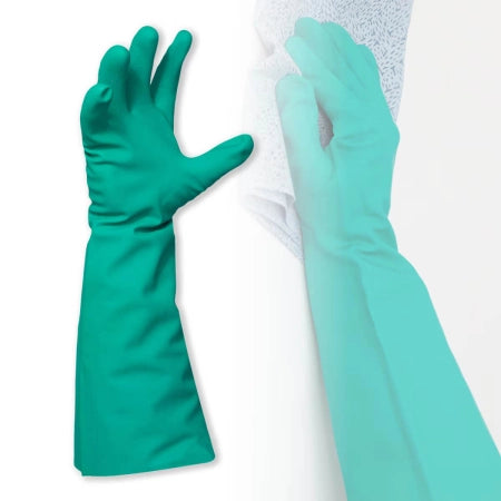 Pack of 6 Bastion Nitrile 460 Gloves Green Solvent Resistant Unlined - Medium