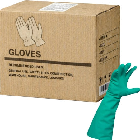 Carton of 72 Pairs Green Nitrile 460 Gloves Solvent Resistant Unlined