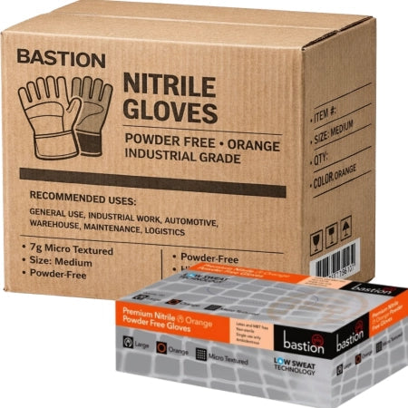 Carton of 1000 Premium Orange Nitrile Gloves Heavy Duty Powder Free Micro Textured