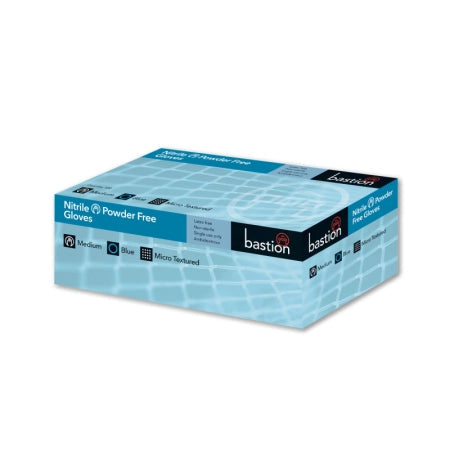 Carton of 1000 pcs Bastion Blue Nitrile Gloves Powder Free Micro Textured
