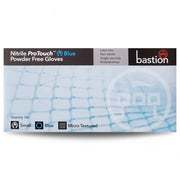 100pcs Bastion Nitrile Gloves Powder Free ProTouch 3.5g Blue Micro Textured