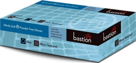 100pcs Bastion Nitrile Gloves Powder Free Blue 3.7g Micro Textured (XLarge) - Healthcare / General Cleaning