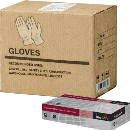 Carton of 1000 pcs Bastion Blue Polyethylene Shoulder Length Gloves Heavy Duty