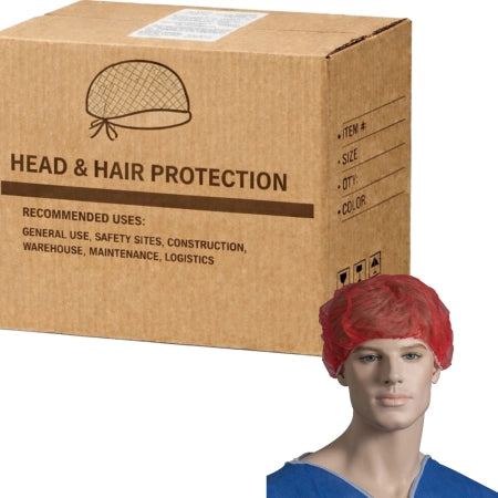 Carton of 1000 Red Polypropylene Bouffant Cap 21 Inch