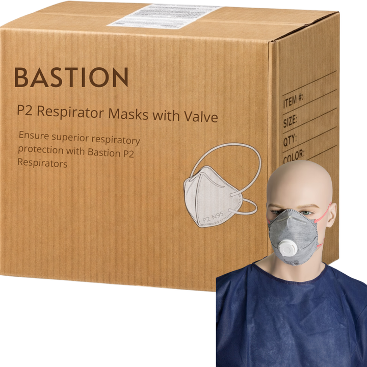 Carton of 240 P2 Respirator Respiratory Protection with Valve Active Carbon