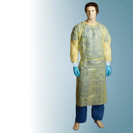 Carton of 100 Yellow PP PE Fluid Resistant Clinical Gown One Size Fits All