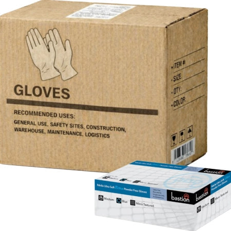 Carton of 2000 Progenics Blue Nitrile Gloves Micro Textured Ultra Soft Powder Free
