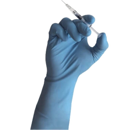 Box of 100 Bastion Progenics&trade; Nitrile Long Cuff Blue Powder Free Micro Textured