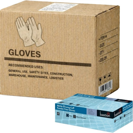 Carton of 1000 Progenics Blue Nitrile Gloves Micro Textured Long/Extended Cuff Powder Free