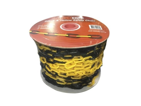 Carton of 8 Packs Maxisafe Black and Yellow Safety Chain 40m Roll
