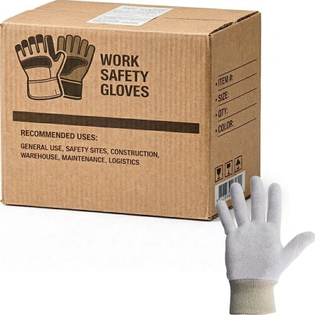 Carton of 600 Pairs Bastion Cotton Interlock Gloves Knitted Cuff