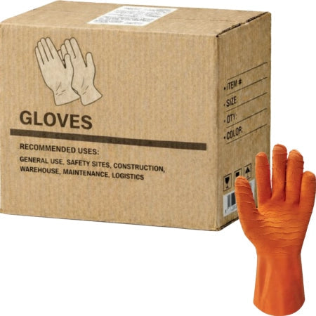 Carton of 60 Pair Sorrento Orange Rubber Gloves Orange 300mm Size 8
