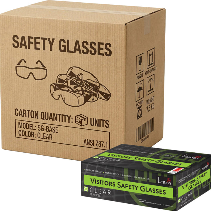 Carton of 144 Clear Visitor Safety Glasses