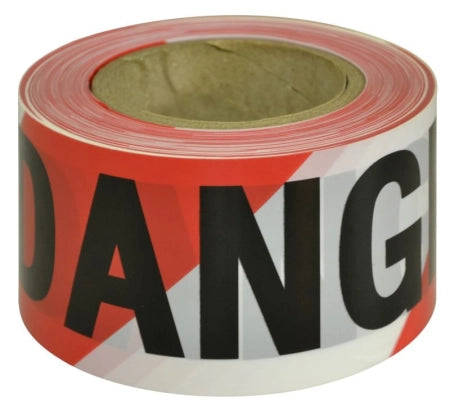 Carton of 20 Packs Maxisafe Danger Black on Red and White Barricade Tape