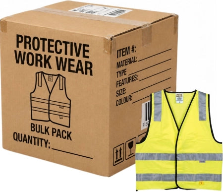 Carton of 100 Maxisafe Hi-Vis Yellow Safety Vest Day/Night Visibility Class