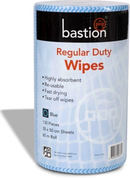 Carton of 4 Roll Blue Regular Duty Wipes 65m Roll 30x50cm