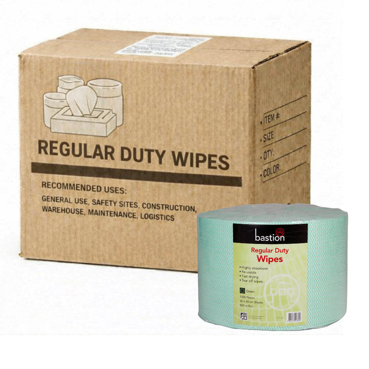 Carton of 1 Roll Green Regular Duty Wipes 500m Roll 30x50c