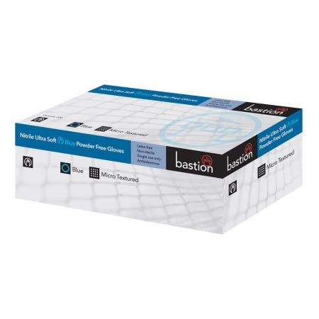 Box of 200 Bastion Nitrile Ultra Soft Blue Powder Free Micro Textured - X