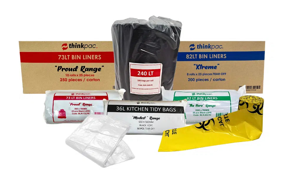 Pallet of 96 240L Roll Clear Bin Liners LDPE 32 Micron (Super Strength)