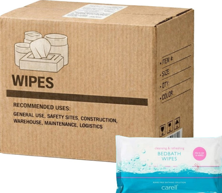 Carton of 24 Carell Cleansing & Refreshing Bed Bath Wipe