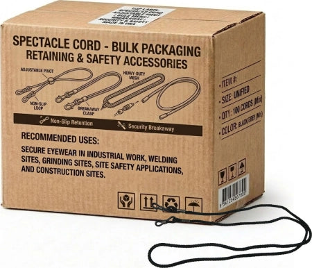 Carton of 10 Packs Maxisafe Black Spectacle Cord 12 Pack PPE Accessory