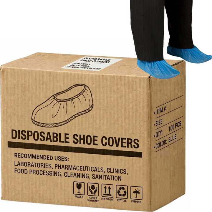 Carton of 2000 pcs Bastion Blue Chlorinated Polyethylene Shoe Cover