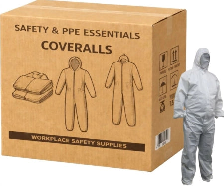 Carton of 50 Maxisafe White Polypropylene Coverall Lightweight