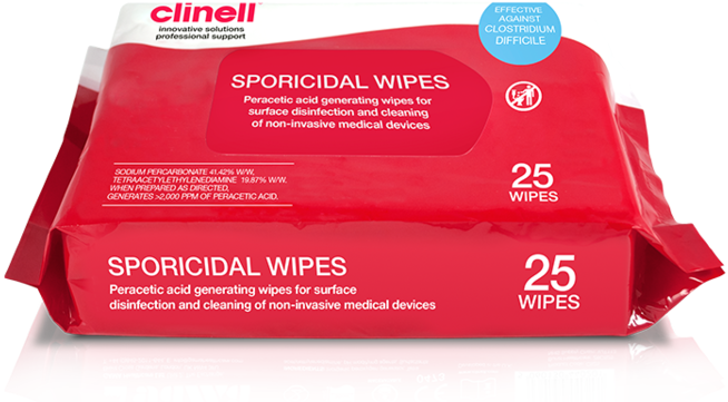 25/Pack Clinell Sporicidal Wipe