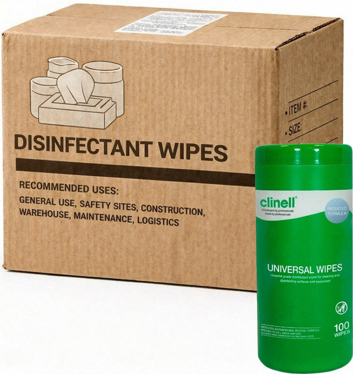 Carton of 8 Clinell Universal Hospital Grade Disinfectant Wipe