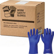 Carton of 72 Pair Blue PVC Gloves Double Dipped Cotton Lined Rough Palm Grip 300mm Size 9 - Large
