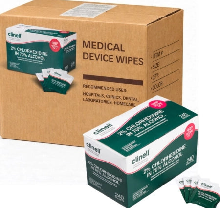 Carton of 18 Clinell 2% Clorhexidine Medical Device Wipes