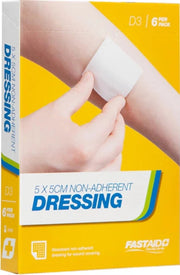 Carton of 10 FastAid D3 Non-Adherent Dressing 5x5cm