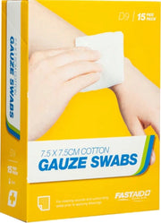 Carton of 10 FastAid D9 Gauze Swabs 7.5x7.5cm