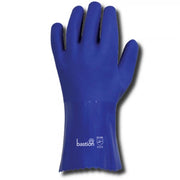 Carton of 72 Pair Blue PVC Gloves Double Dipped Cotton Lined Rough Palm Grip 300mm Size 9 - Large