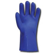 Carton of 72 Pair Blue PVC Gloves Double Dipped Cotton Lined Rough Palm Grip 300mm Size 9 - Large