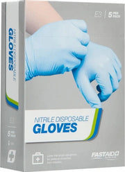 FastAid E3 Nitrile Disposable Gloves Large Pairs Pack of 5