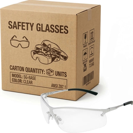 Carton of 300 Boston Clear Metal Frame Safety Glasses