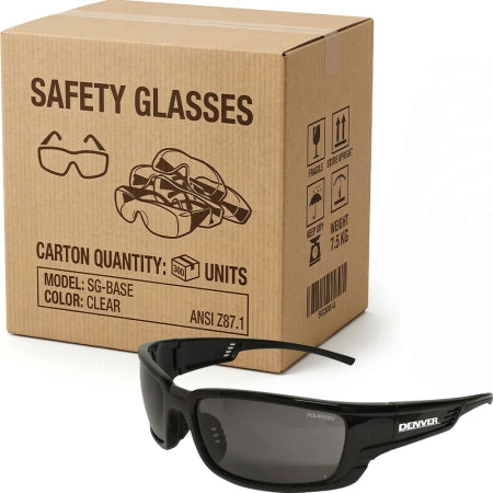 Carton of 120 Denver Black Frame Safety Glasses Polarised Glare Reduction