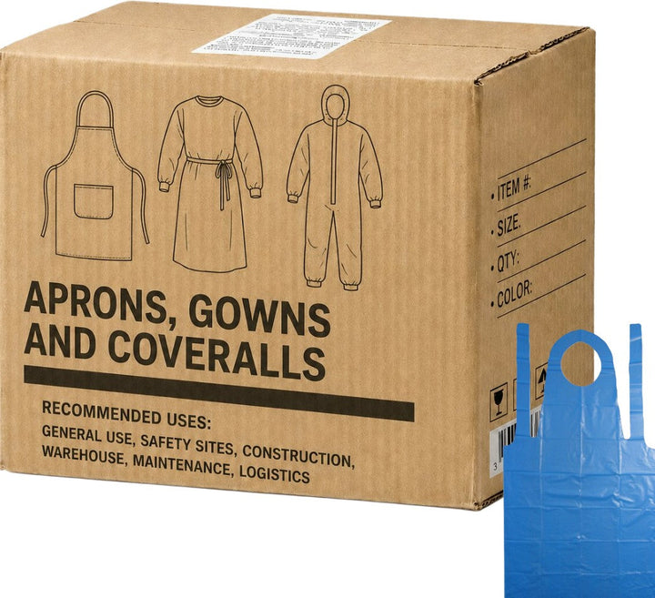 Carton of 500 Units Blue PE Apron Dispenser 1350x810 .025