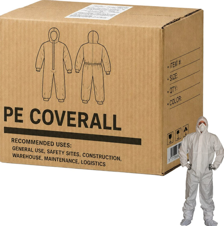 Carton of 25 pcs PE Breathable Coverall White - 5