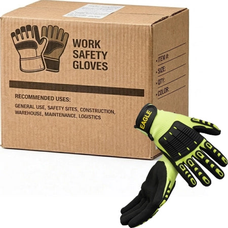 Carton of 60 Eagle Industrial Cut 5 Level Impact Gloves Cut and Puncture Resistant Size 11 - 2XLarge