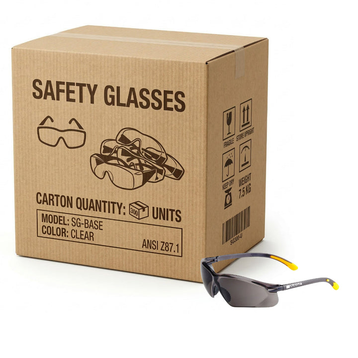 Carton of 300 Kansas Anti-Fog Smoke Safety Glasses UV Protection