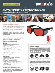 Maxisafe Rayzr Safety Glasses Clear Frame Blue Mirror Polarised