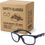 Carton of 120 Packs Rayzr Clear Safety Glasses Black Frame Lightweight Protection