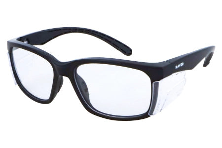 Carton of 120 Packs Rayzr Clear Safety Glasses Black Frame Lightweight Protection