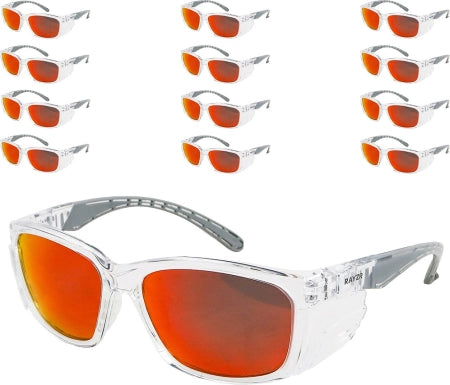 Maxisafe Rayzr Safety Glasses Clear Frame Red Mirror Polarised ERZ385