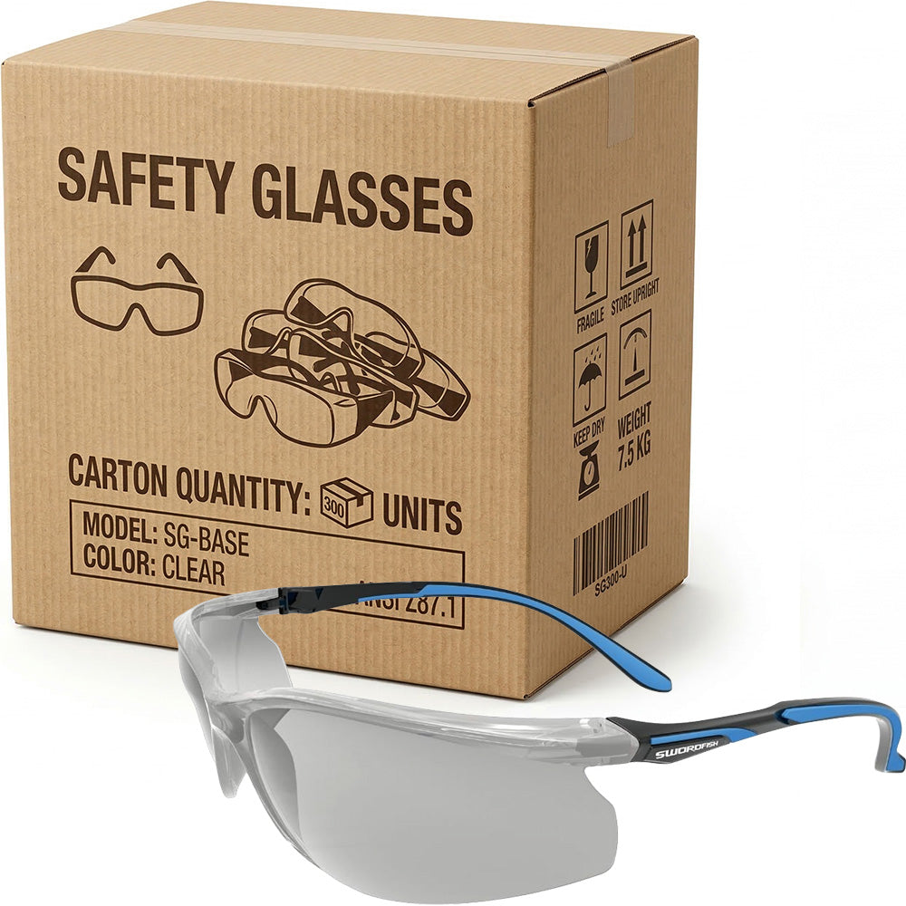 Carton of 144 Swordfish Anti-Fog Clear Safety Glasses Clear Vision