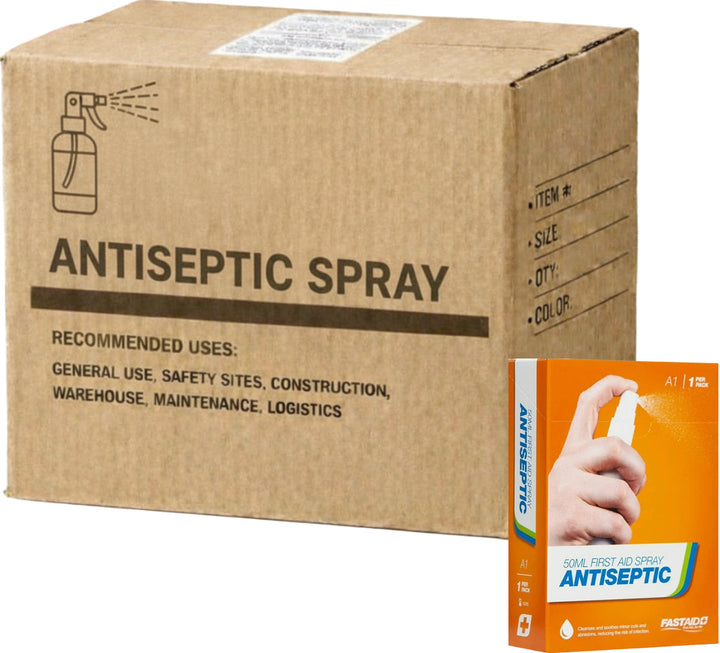 Carton of 10 FastAid A1 Antiseptic First Aid Spray 50m