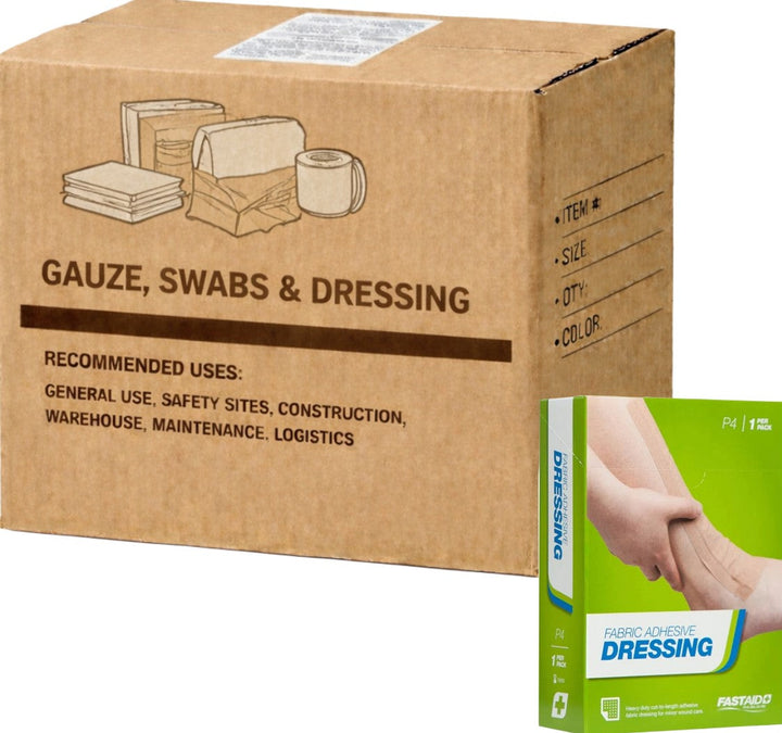 Carton of 10 FastAid P4 Adhesive Fabric Dressing Strip 7.5cmx1