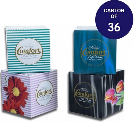 Carton of 36 Finesse Comfort Cube Facial Tissues 2 ply - 90 Sheets/Box (Standard Option)